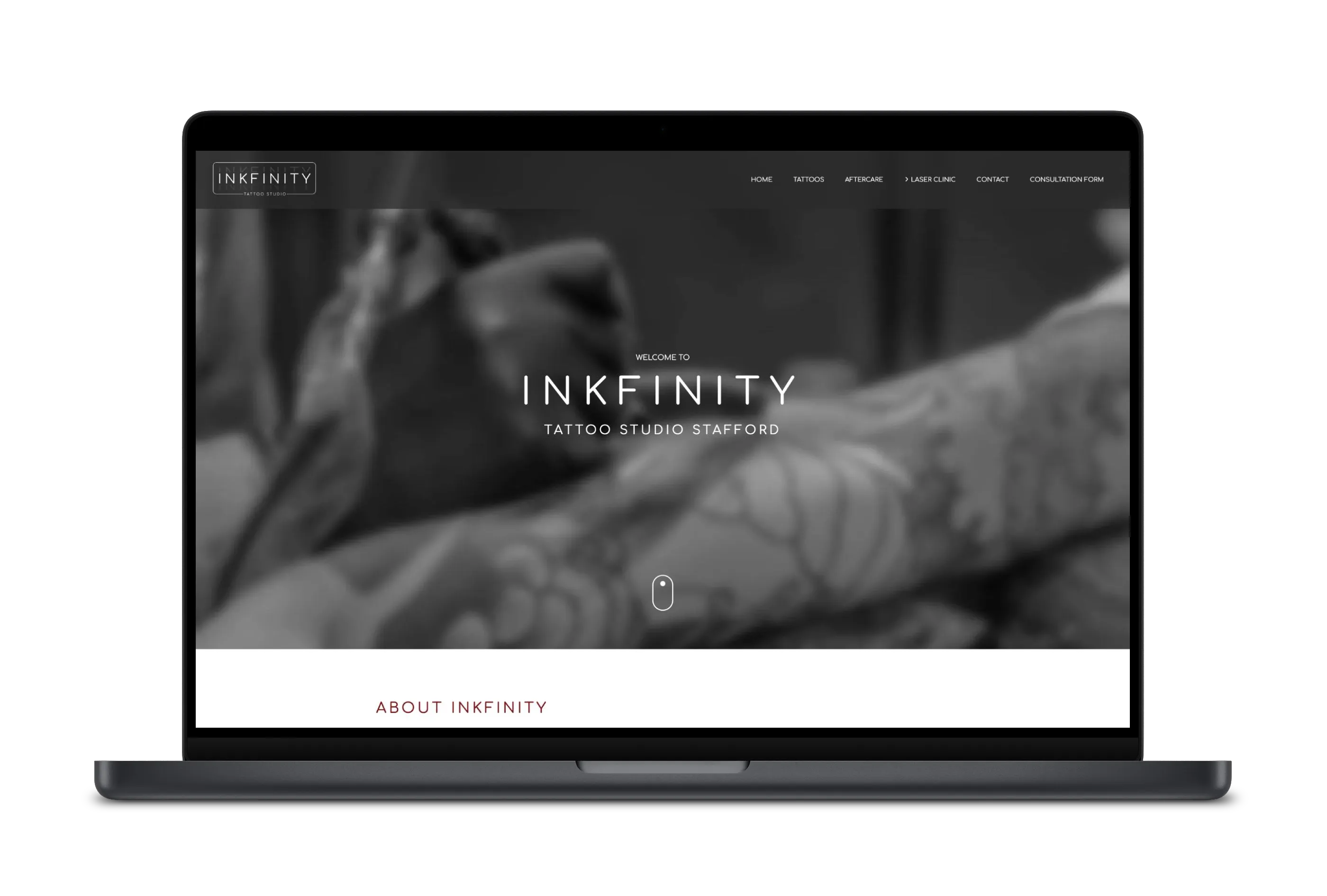 Inkfinity Website on Laptop